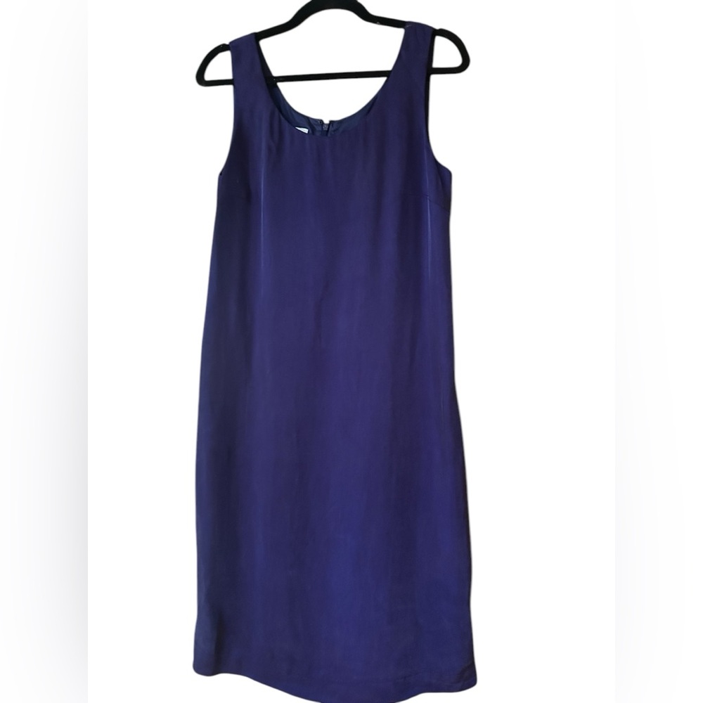 Vtg Liz Claiborne Dress Silky Rayon Royal Blue Sleeveless Maxi USA size 10